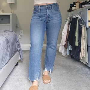 high rise straight jeans